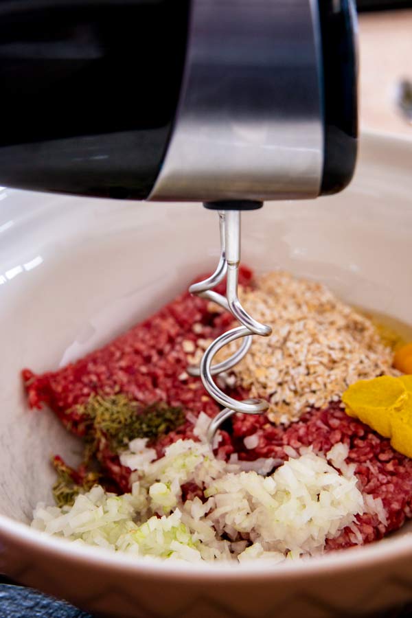 mixing ingredients for homemade meatballs