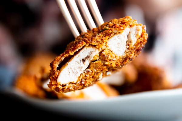 fork with low carb oven fried chicken