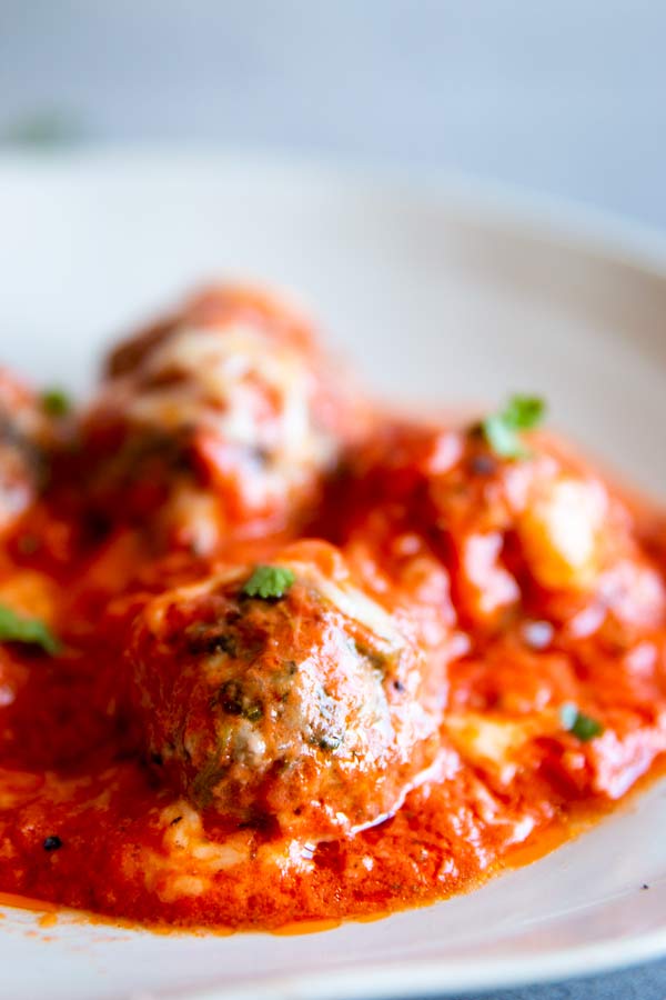 meatballs in tomato sauce on a plate