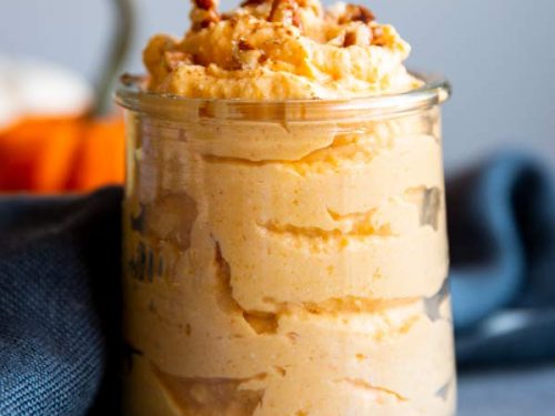 pumpkin cheesecake cottage whip in a glass