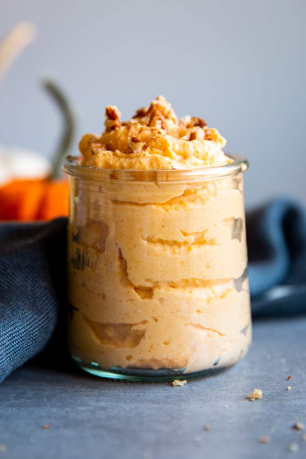 pumpkin cheesecake cottage whip in a glass