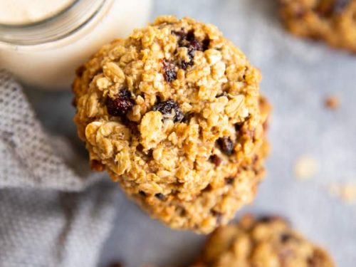 close up photo of healthy oatmeal breakfast cookies