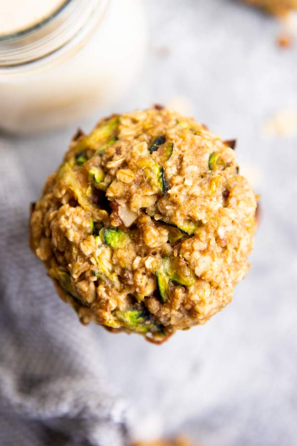 close up photo of a zucchini oatmeal breakfast cookies