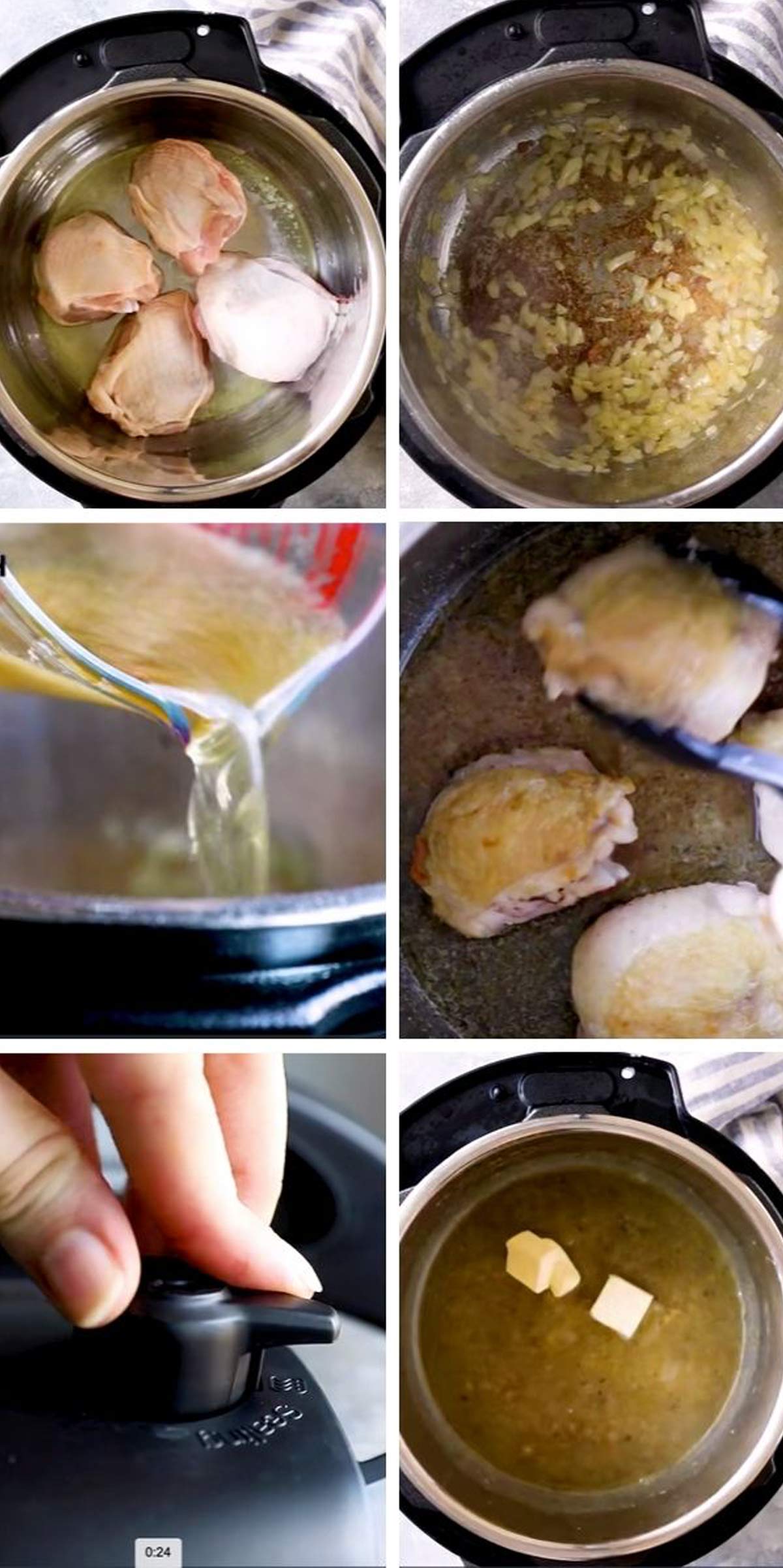 collage of Instant Pot Lemon Chicken How To steps
