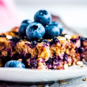blueberry baked oatmeal closeup