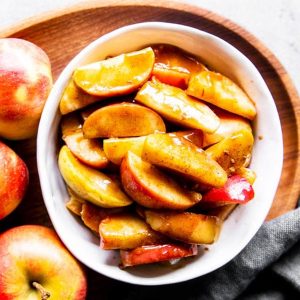 bowl with healthy cinnamon apples