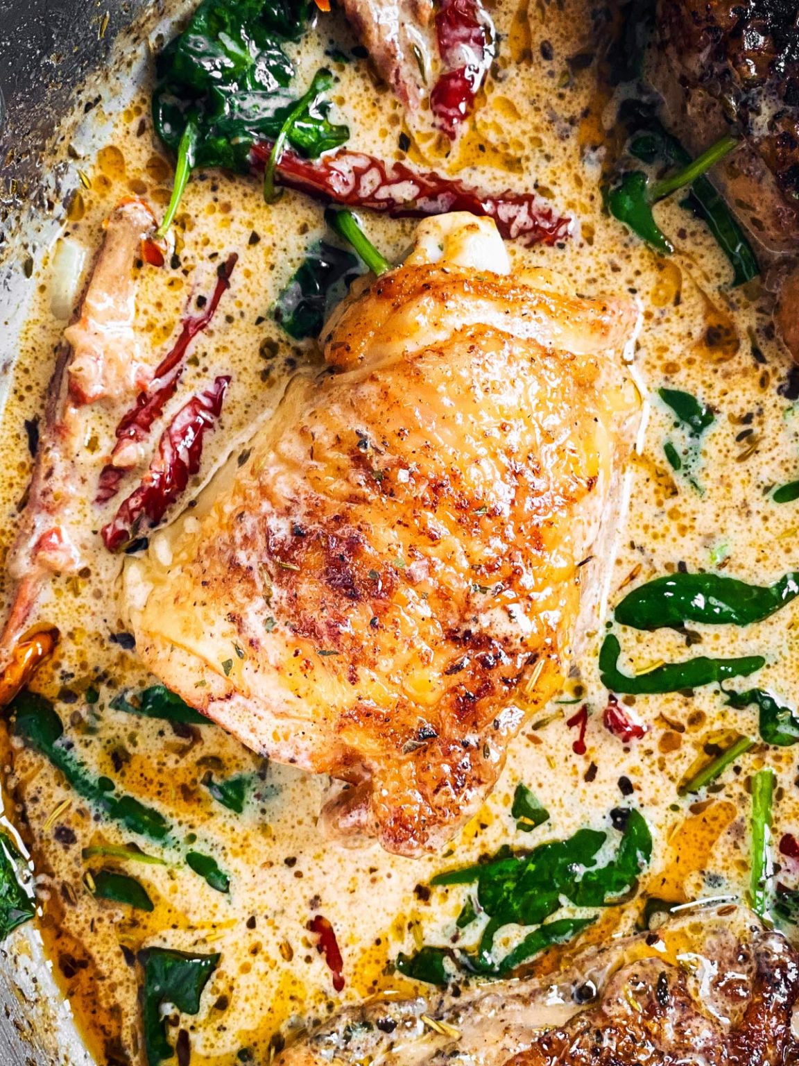 Creamy Tuscan Chicken Thighs Recipe - THM:S, Keto, Low Carb Friendly