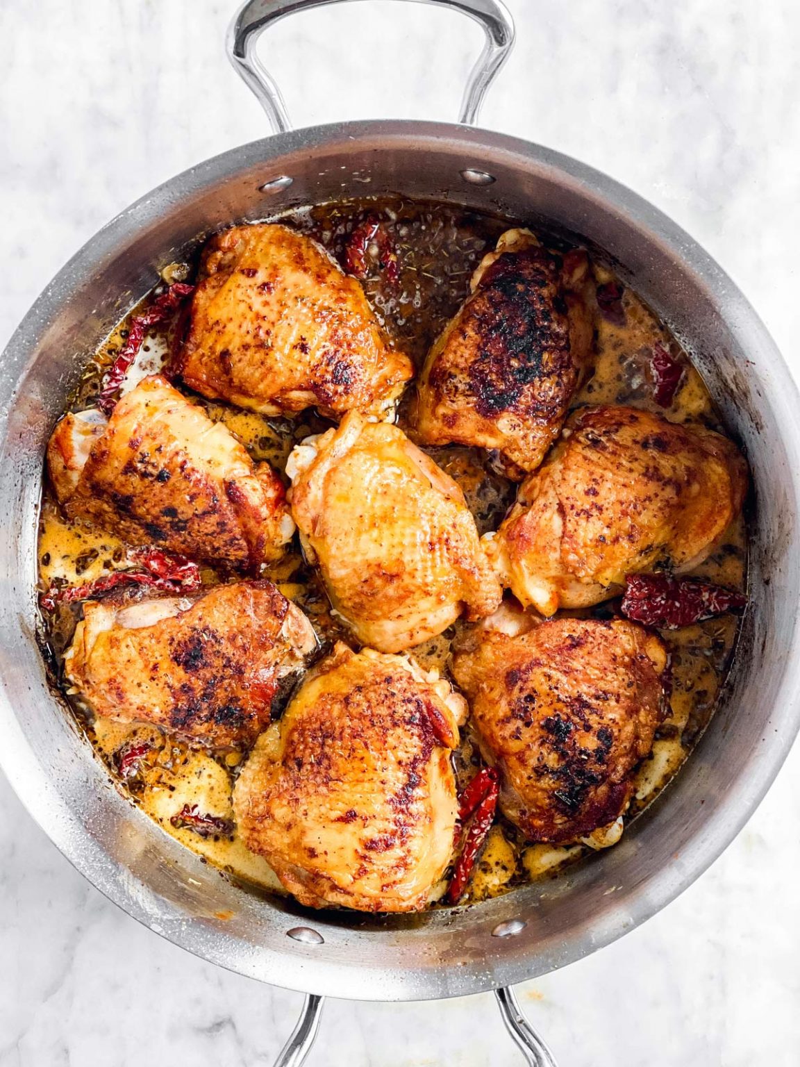 Creamy Tuscan Chicken Thighs Recipe - THM:S, Keto, Low Carb Friendly