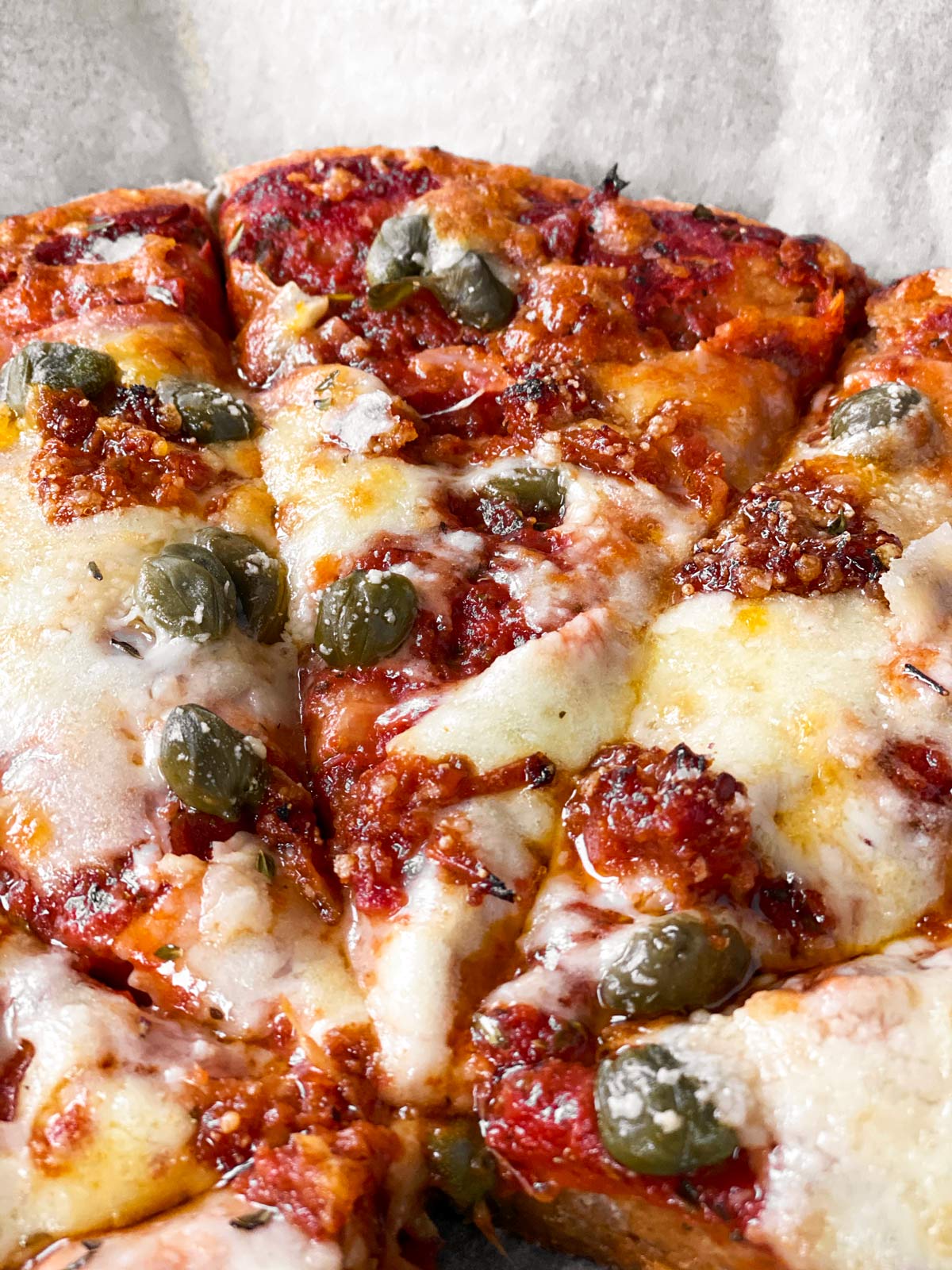 close up photo of baked pizza